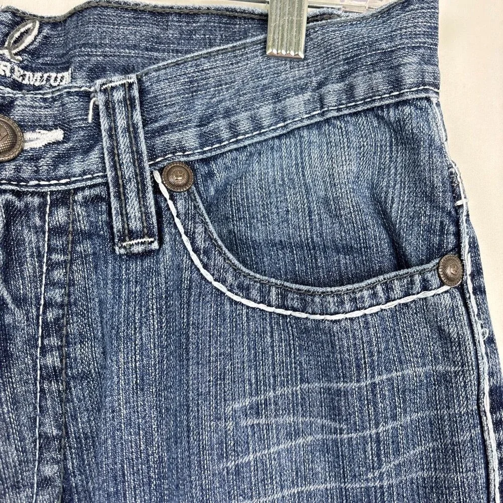 Royal Premium Jeans Men's 31x30‎ Straight Leg Distressed Embroidered Pockets